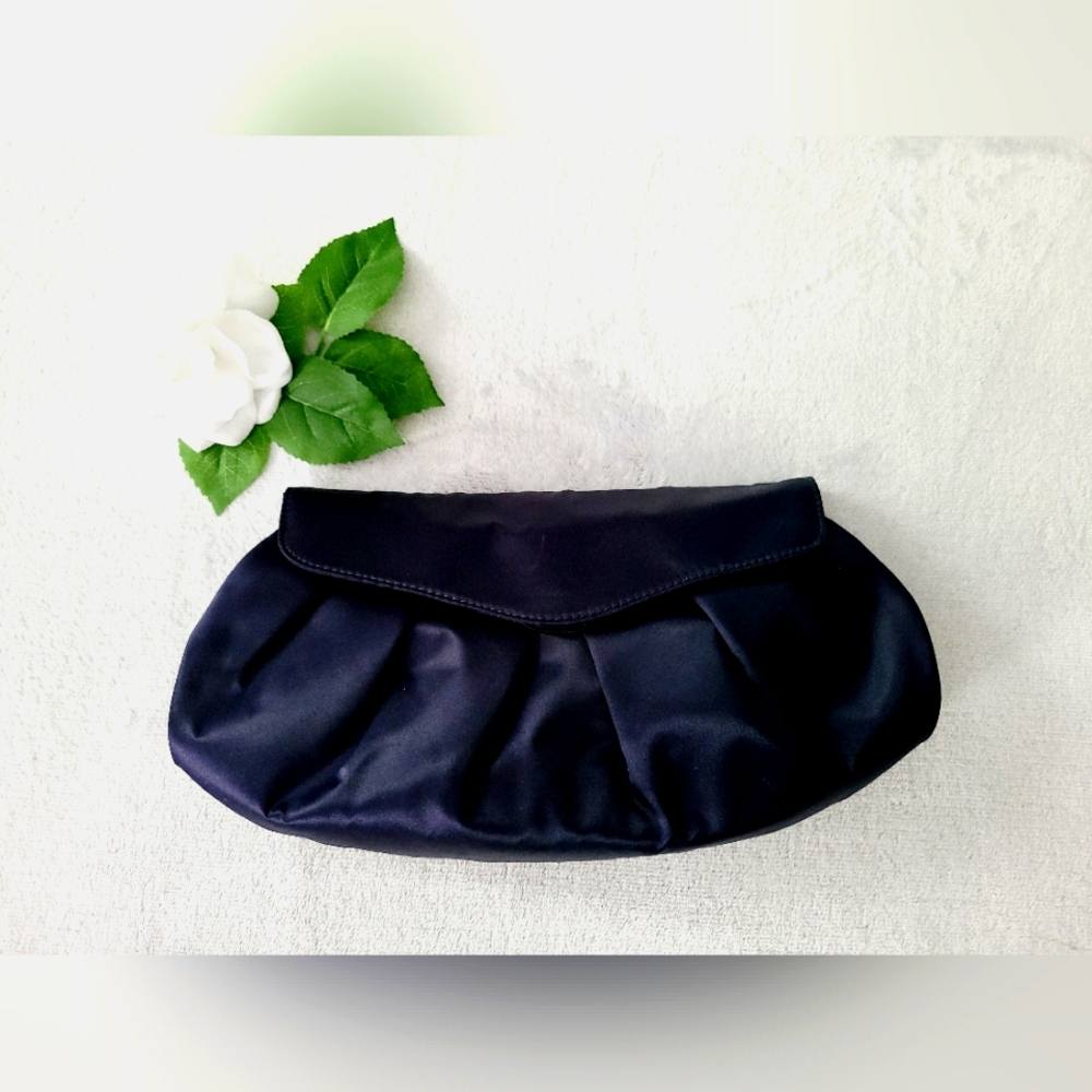 Nine West Dark Blue Satin Clutch